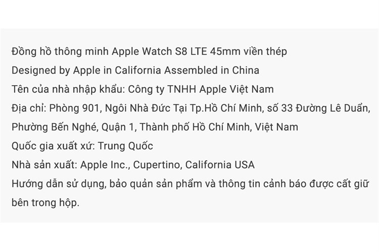 Đồng hồ thông minh Apple Watch Series 8 GPS + Cellular 45mm viền thép dây thể thao Màu Trắng