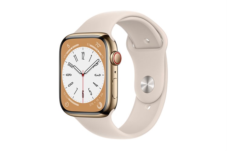 Đồng hồ thông minh Apple Watch Series 8 GPS + Cellular 45mm viền thép dây thể thao Màu Trắng Starlight
