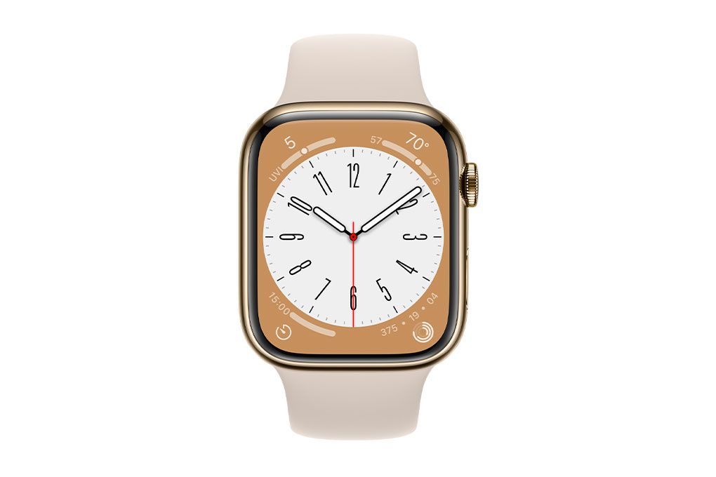 Đồng hồ thông minh Apple Watch Series 8 GPS + Cellular 45mm viền thép dây thể thao Màu Trắng Starlight