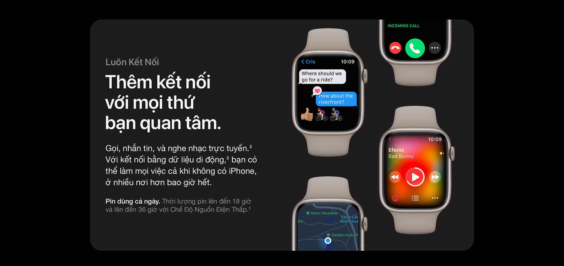 Apple Watch S8 GPS + Cellular 45mm - Kết nối