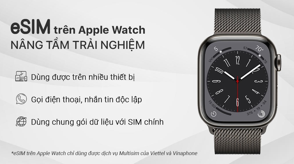 Đồng hồ thông minh Apple Watch Series 8 GPS + Cellular 45mm viền thép dây thép