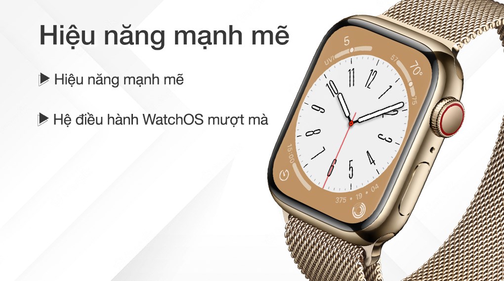 Đồng hồ thông minh Apple Watch Series 8 GPS + Cellular 45mm viền thép dây thép