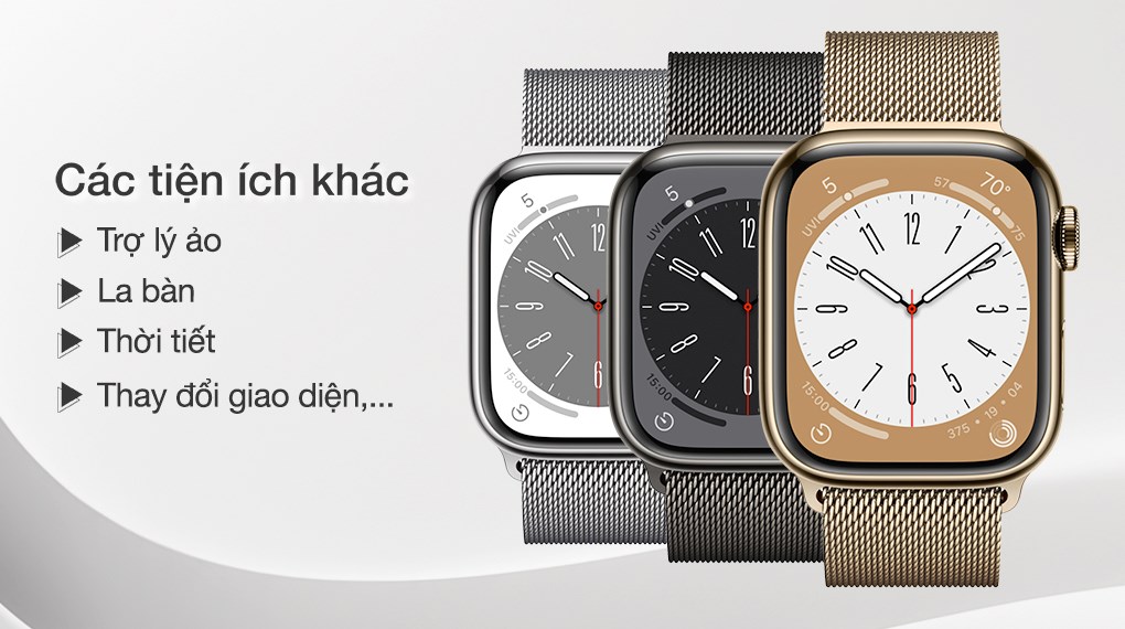 Đồng hồ thông minh Apple Watch Series 8 GPS + Cellular 45mm viền thép dây thép
