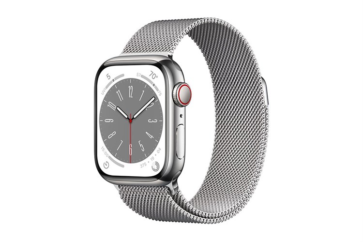 Đồng hồ thông minh Apple Watch Series 8 GPS + Cellular 45mm viền thép dây thép Màu Bạc