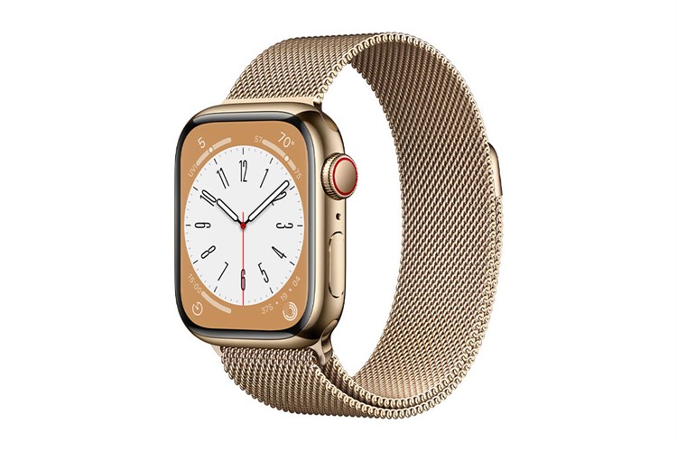 Đồng hồ thông minh Apple Watch Series 8 GPS + Cellular 45mm viền thép dây thép Màu Vàng