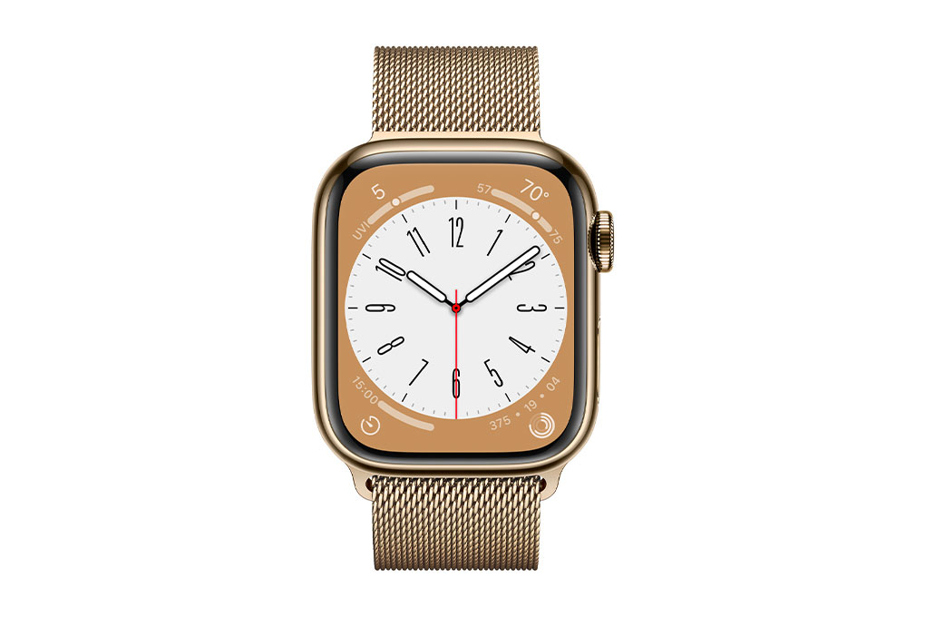 Đồng hồ thông minh Apple Watch Series 8 GPS + Cellular 45mm viền thép dây thép Màu Vàng