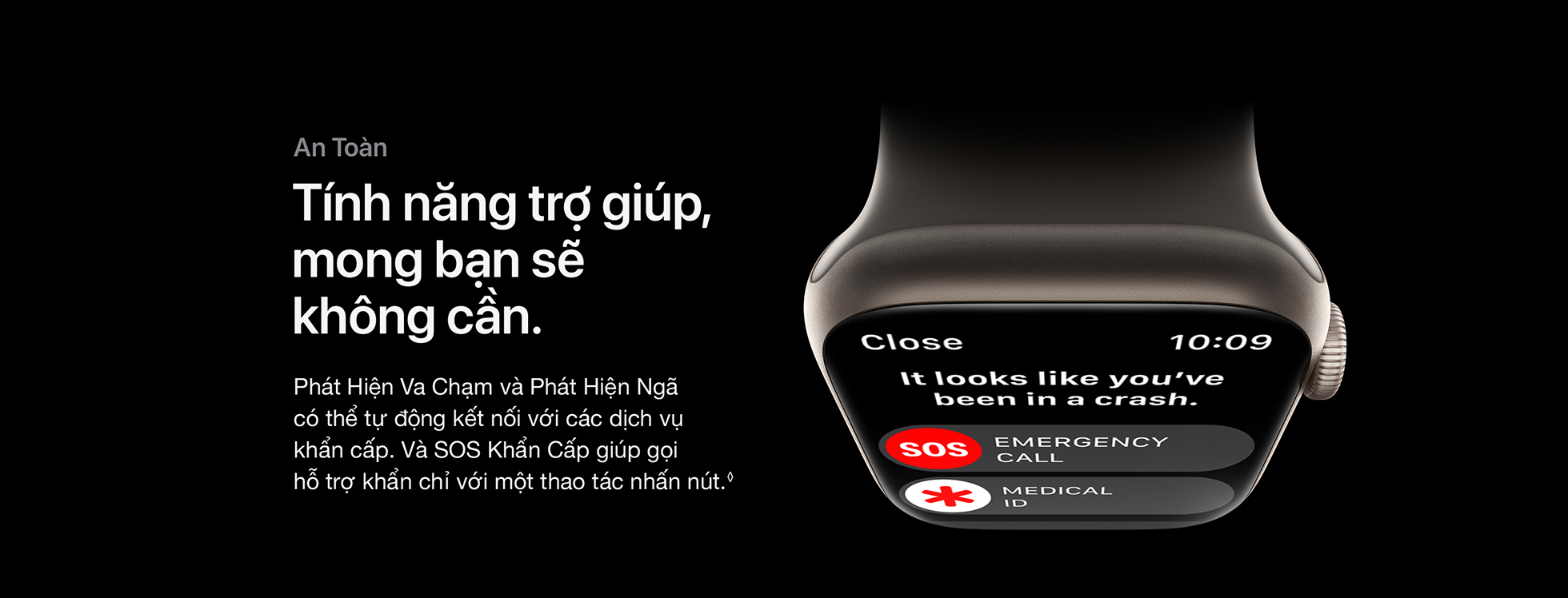 Apple Watch S8 GPS + Cellular 45mm dây thép - Trợ giúp