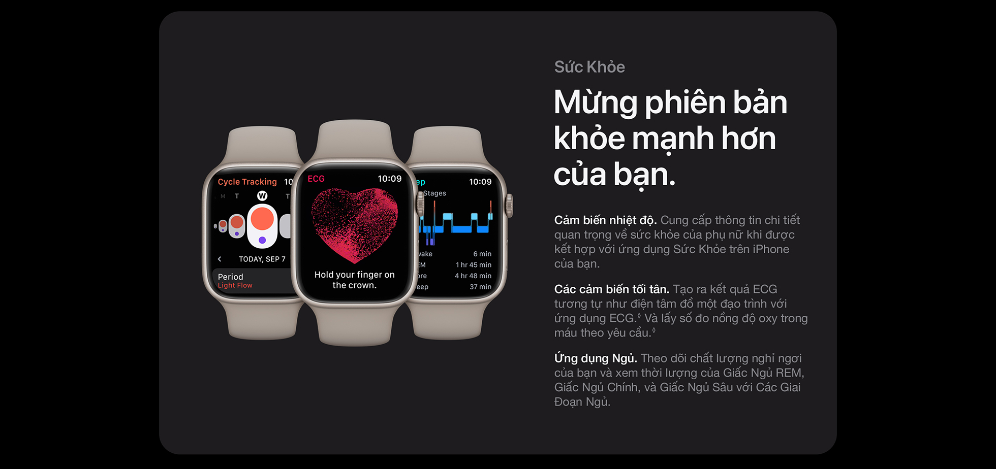 Apple Watch S8 GPS + Cellular 45mm dây thép - Sức khoẻ