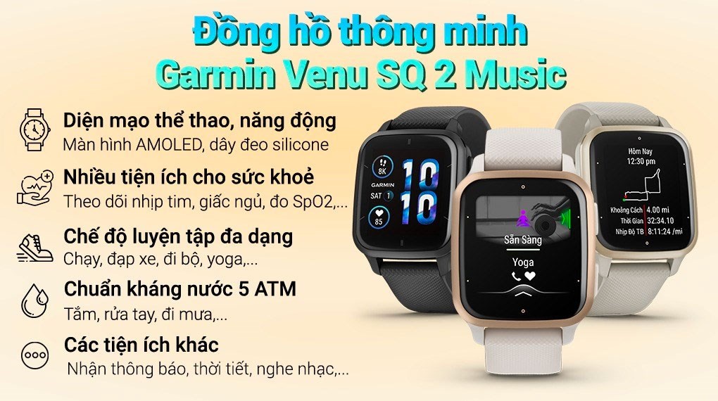 Đồng hồ thông minh Garmin Venu SQ 2 Music chính hãng, giá rẻ