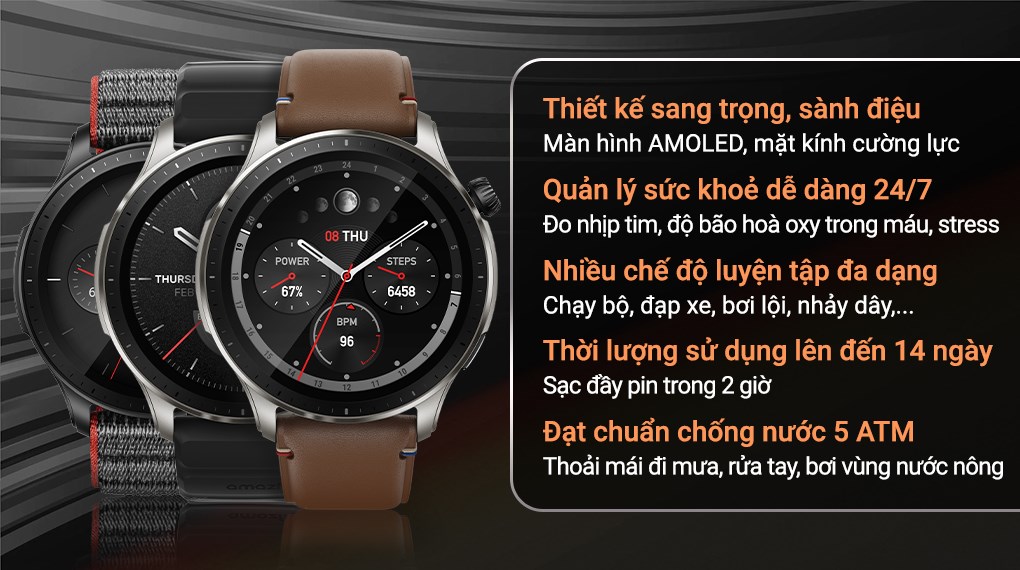 Amazfit GTR 4 46mm: Tận hưởng những tính năng và chức năng nổi bật của đồng hồ thông minh Amazfit GTR 4 46mm. Với thiết kế sang trọng và năng lượng lớn, bạn sẽ có trải nghiệm đáng nhớ khi sở hữu chiếc đồng hồ này.