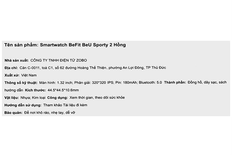 Đồng hồ thông minh BeFit Sporty 2 44.5mm Màu Hồng