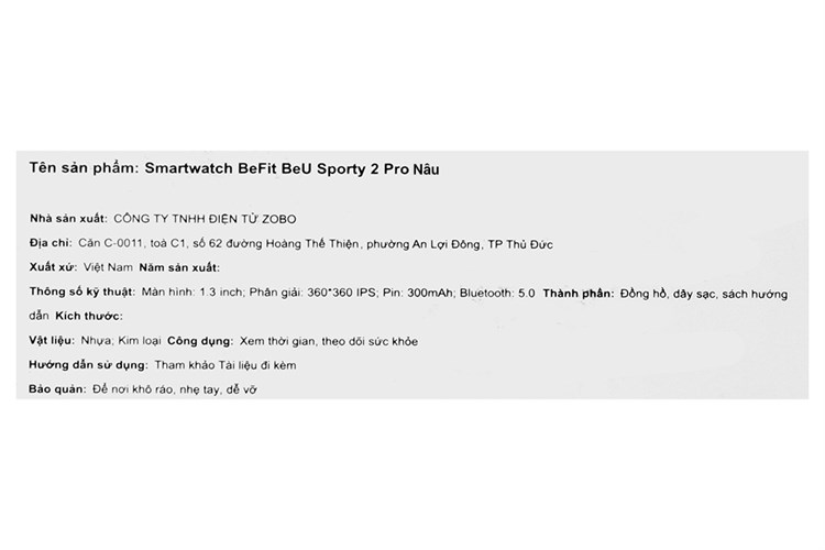 Đồng hồ thông minh BeFit Sporty 2 Pro 44.8mm Màu Nâu