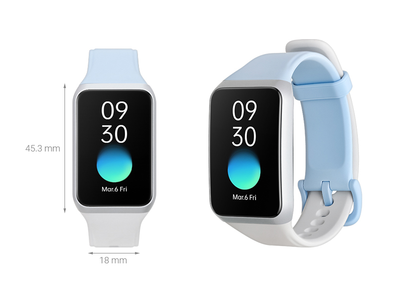 Vòng đeo tay thông minh Oppo Band 2 dây silicone Trắng - Xanh
