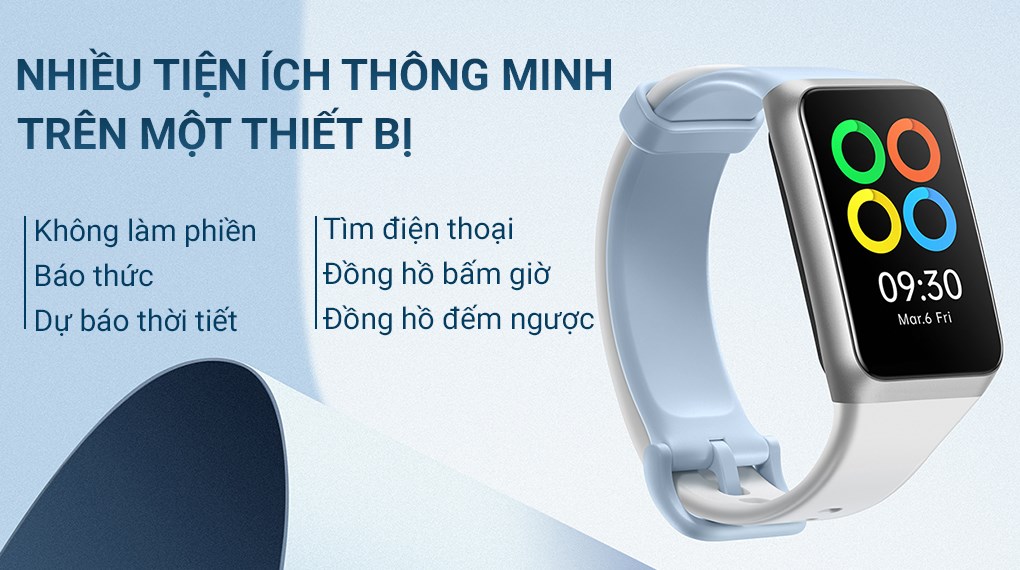Vòng đeo tay thông minh Oppo Band 2 dây silicone Trắng - Xanh