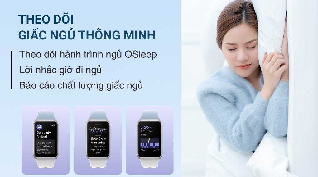 Vòng đeo tay thông minh Oppo Band 2 dây silicone Trắng - Xanh