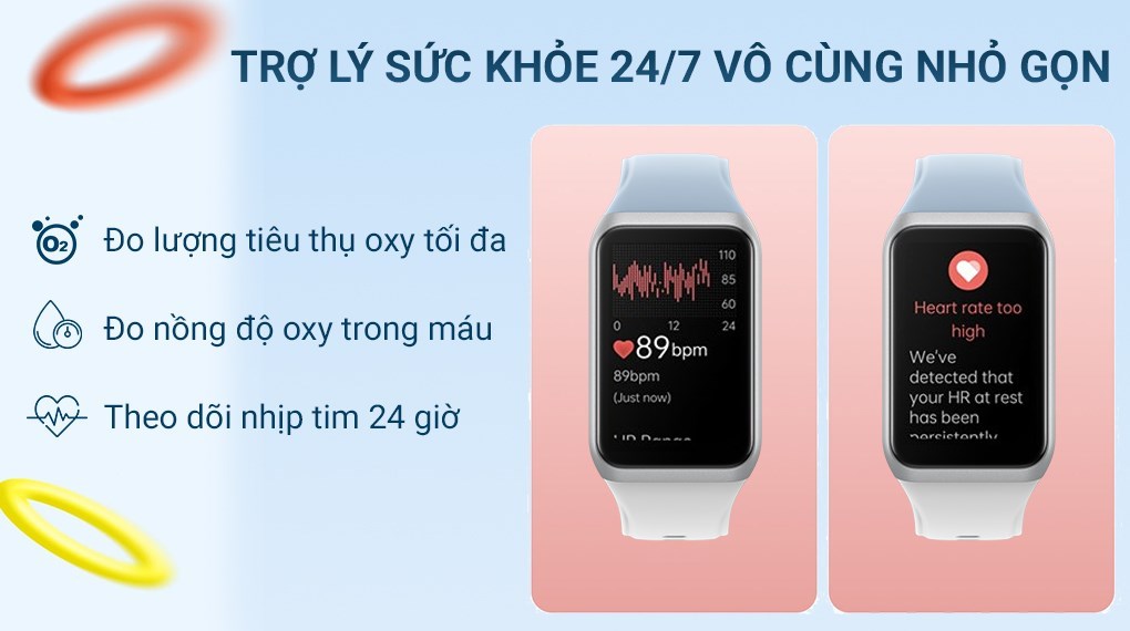 Vòng đeo tay thông minh Oppo Band 2 dây silicone Trắng - Xanh