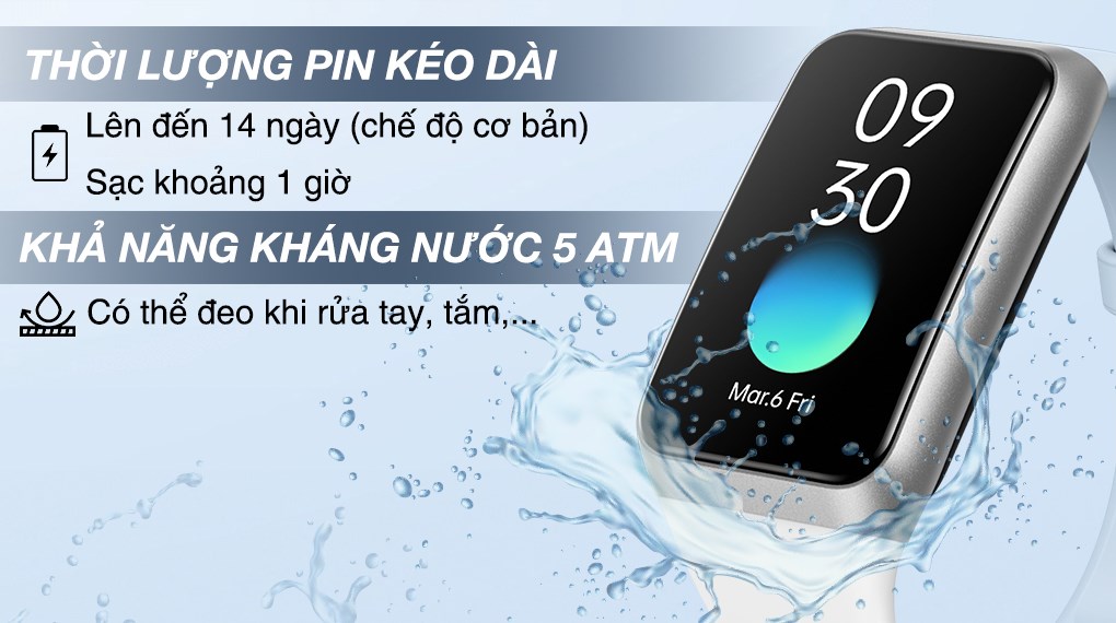 Vòng đeo tay thông minh Oppo Band 2 dây silicone Trắng - Xanh