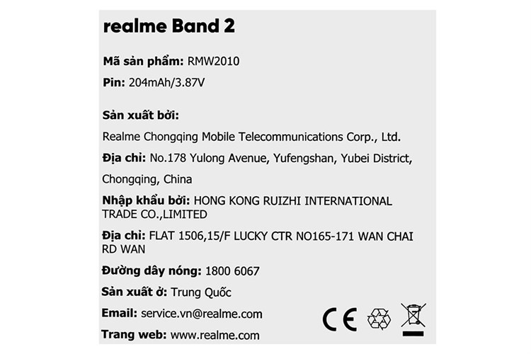 Vòng đeo tay thông minh realme Band 2 Đen Màu Đen