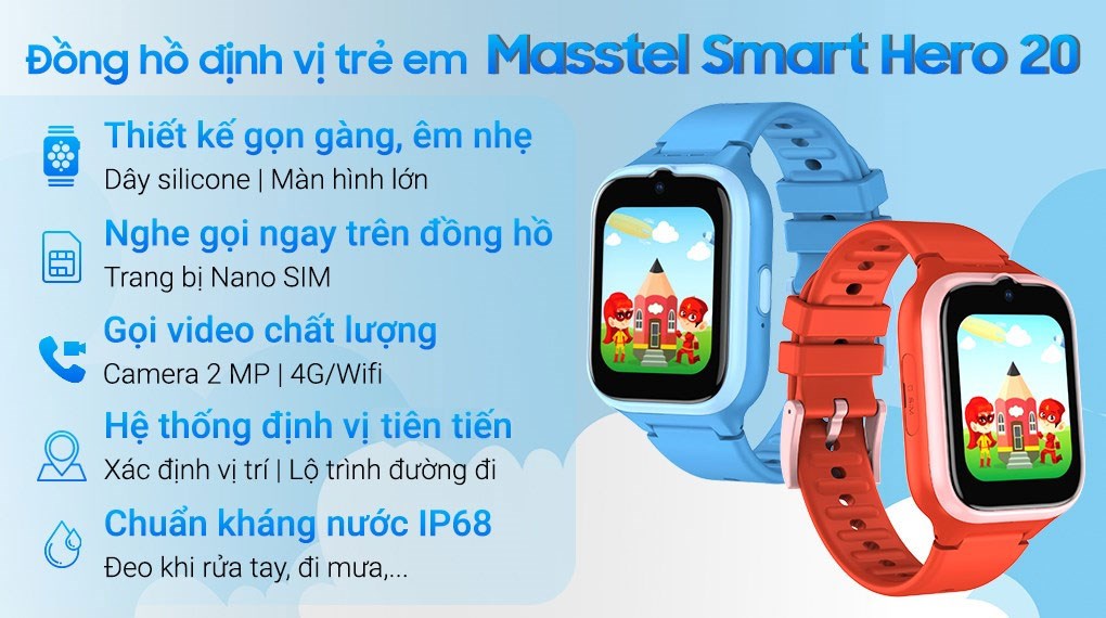 Đồng hồ định vị trẻ em Masstel Smart Hero 20