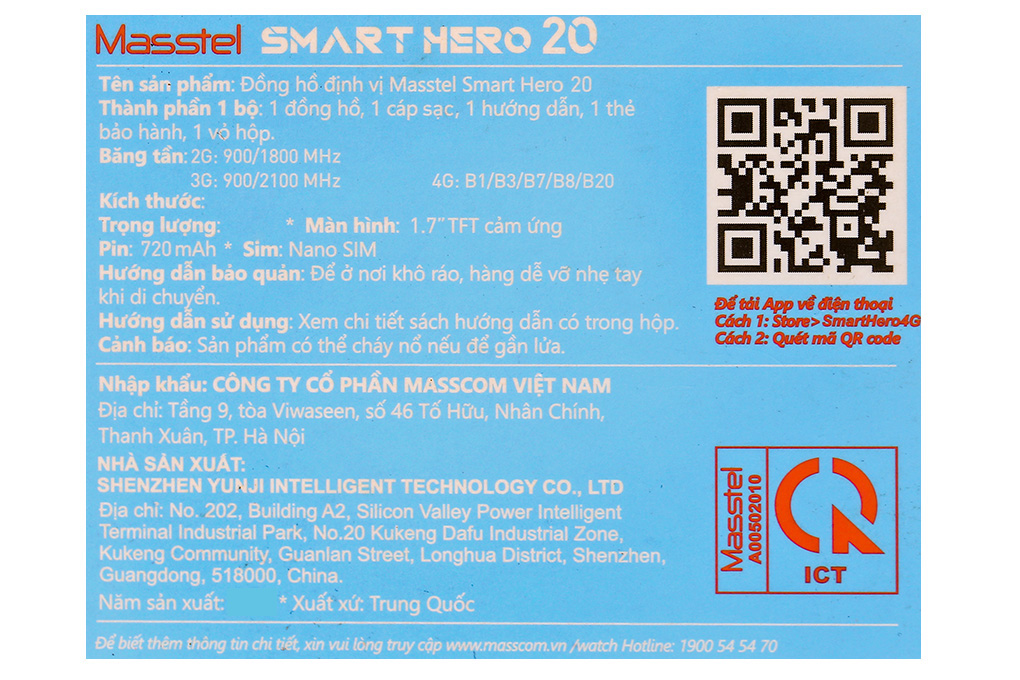 Đồng hồ định vị trẻ em Masstel Smart Hero 20 Màu Xanh Dương