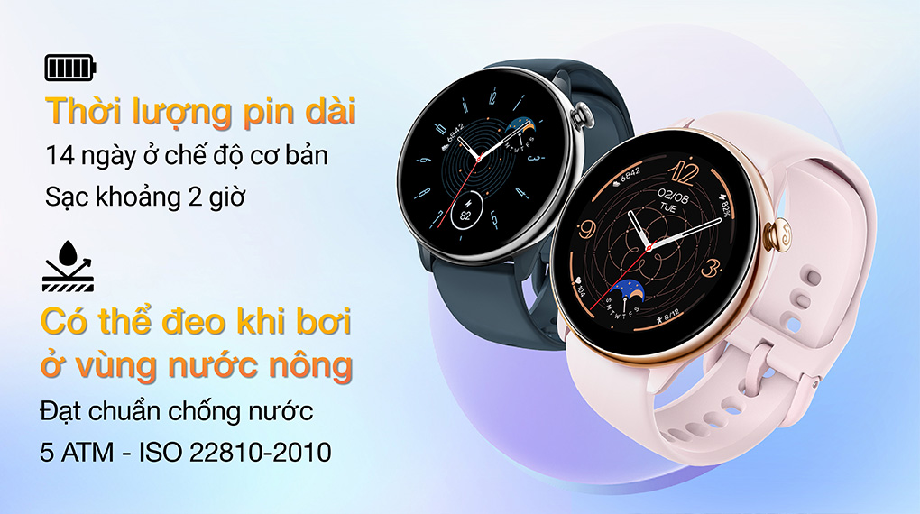 Đồng hồ thông minh Amazfit GTR mini - Chống nước và pin