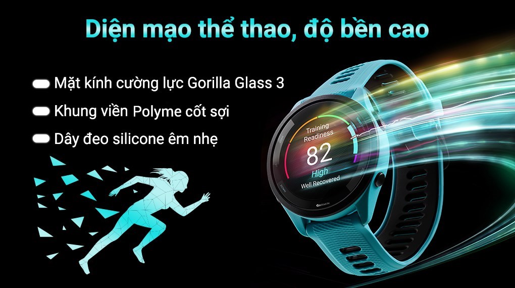 Garmin Forerunner 265 Music 46.1mm dây silicone