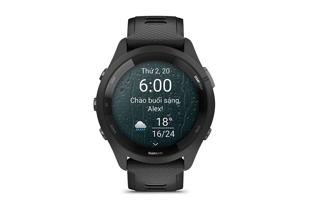 Garmin Forerunner 265 Music 46.1mm dây silicone Màu Đen