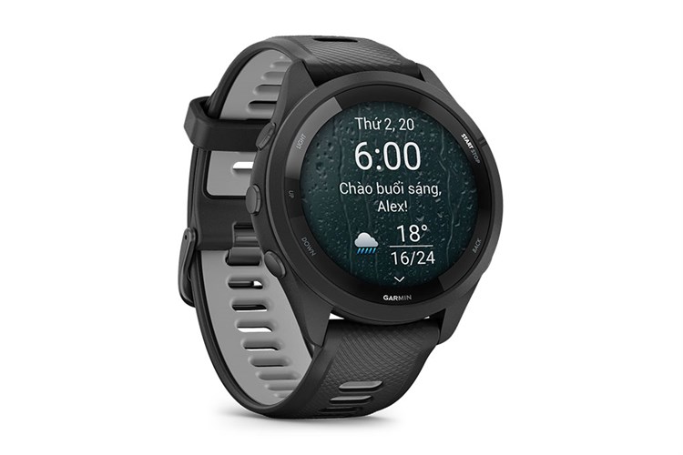 Garmin Forerunner 265 Music 46.1mm dây silicone Màu Đen