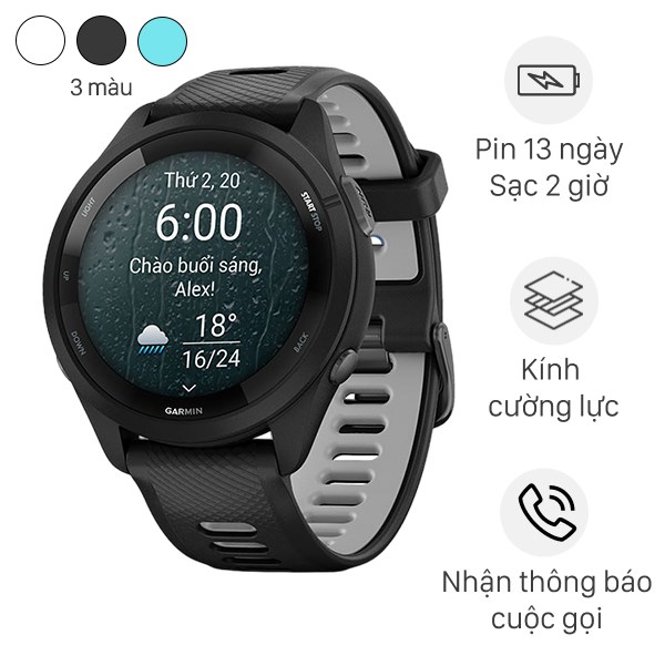 Garmin Forerunner 265 Music 46.1mm dây silicone