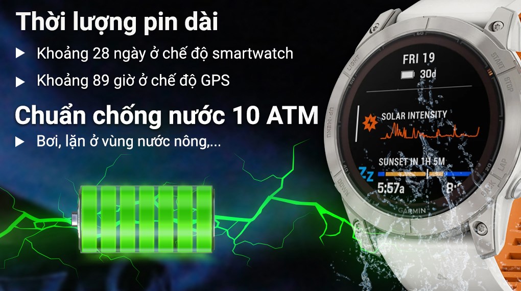 Garmin Fenix 7X Pro Solar Titanium 51mm dây silicone