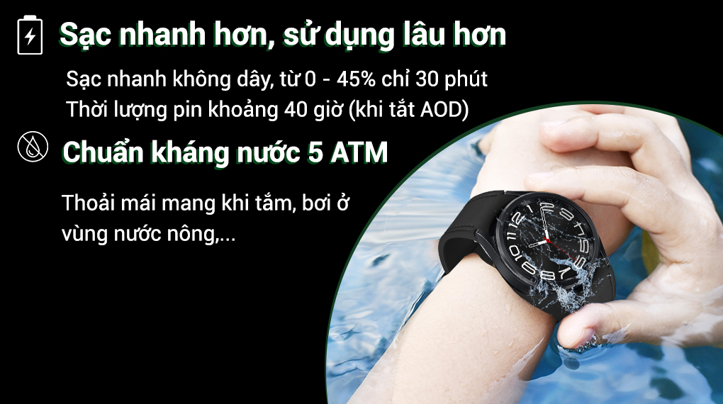 Samsung Galaxy Watch6 Classic LTE 43mm - Kháng nước 5 ATM