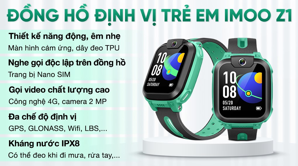 Đồng Hồ Định Vị Trẻ Em imoo Z1 Xanh ngọc