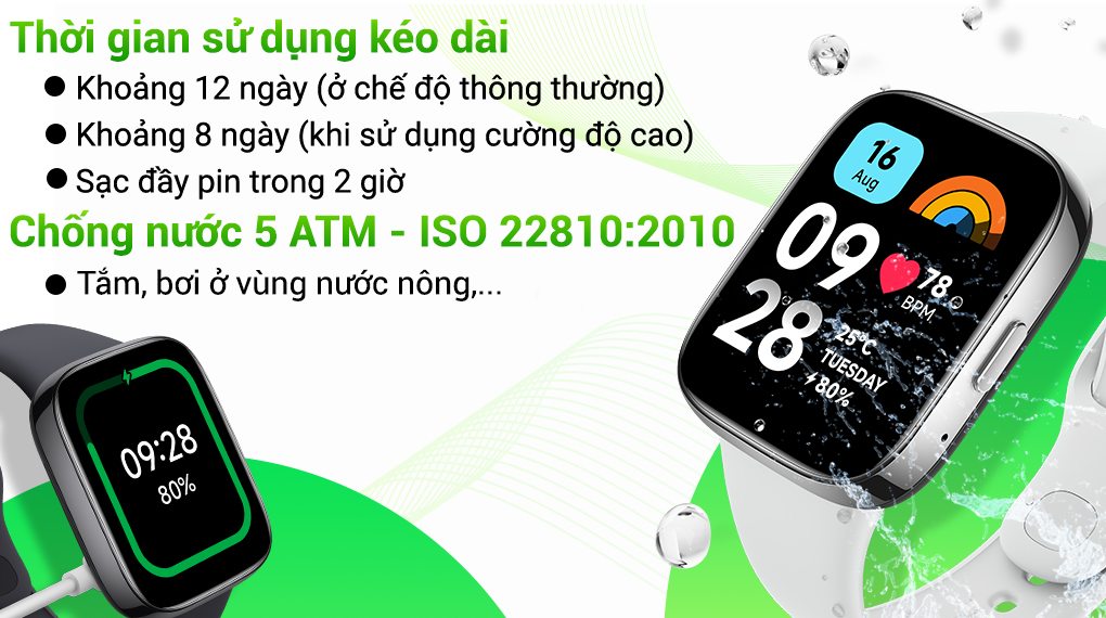 Xiaomi Redmi Watch 3 Active - Thời lượng pin kéo dài
