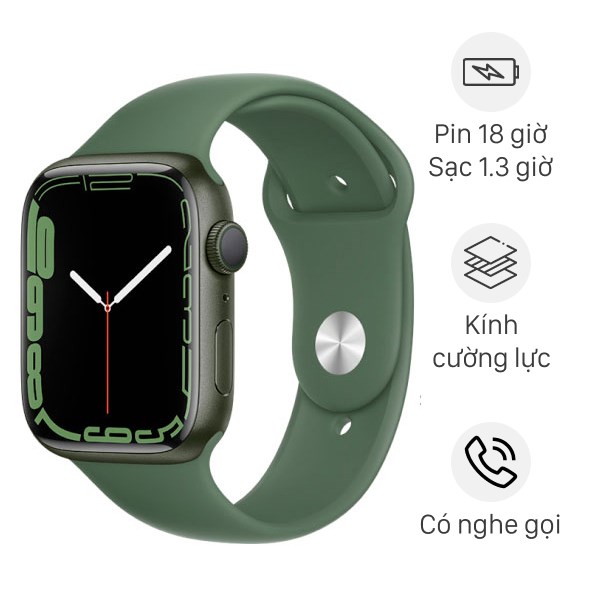 Apple Watch S7 45mm viền nhôm dây silicone xanh lá (KHÔNG KÈM PHỤ KIỆN)