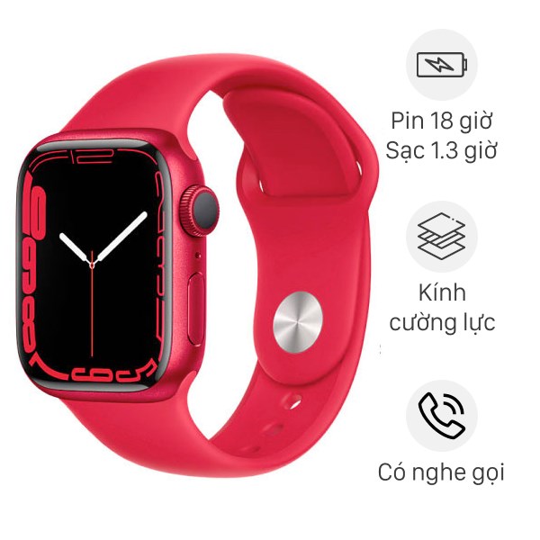 Apple Watch S7 41mm viền nhôm dây silicone đỏ (KHÔNG KÈM PHỤ KIỆN)