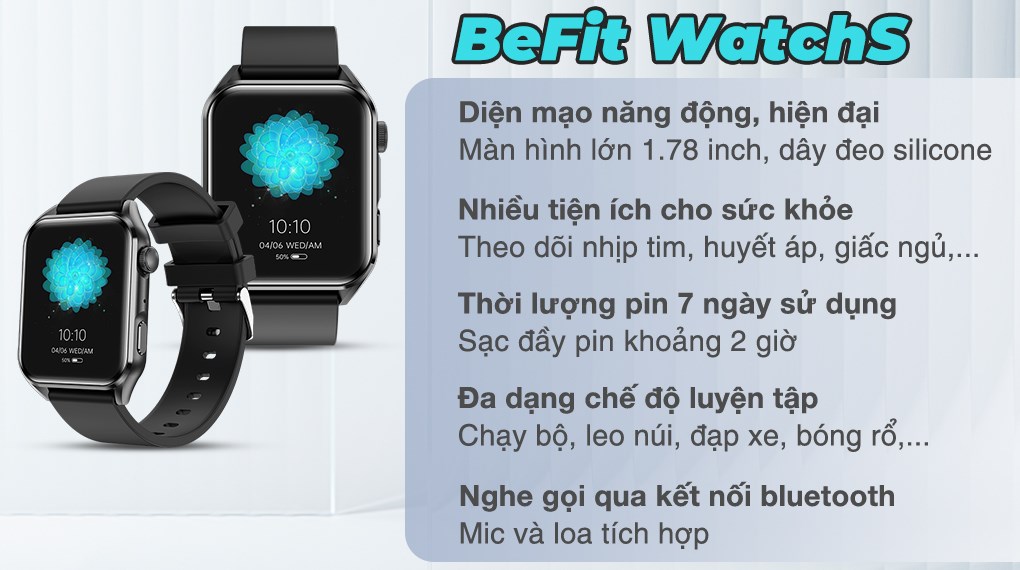 Đồng hồ thông minh BeFit WatchS 45mm dây silicone
