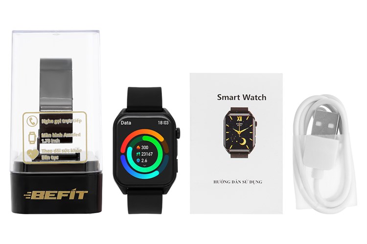 Đồng hồ thông minh BeFit WatchS 45mm dây silicone Màu Đen