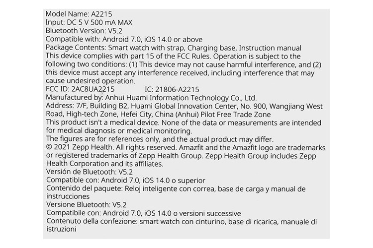 Đồng hồ thông minh Amazfit Bip 5 44mm Màu Đen