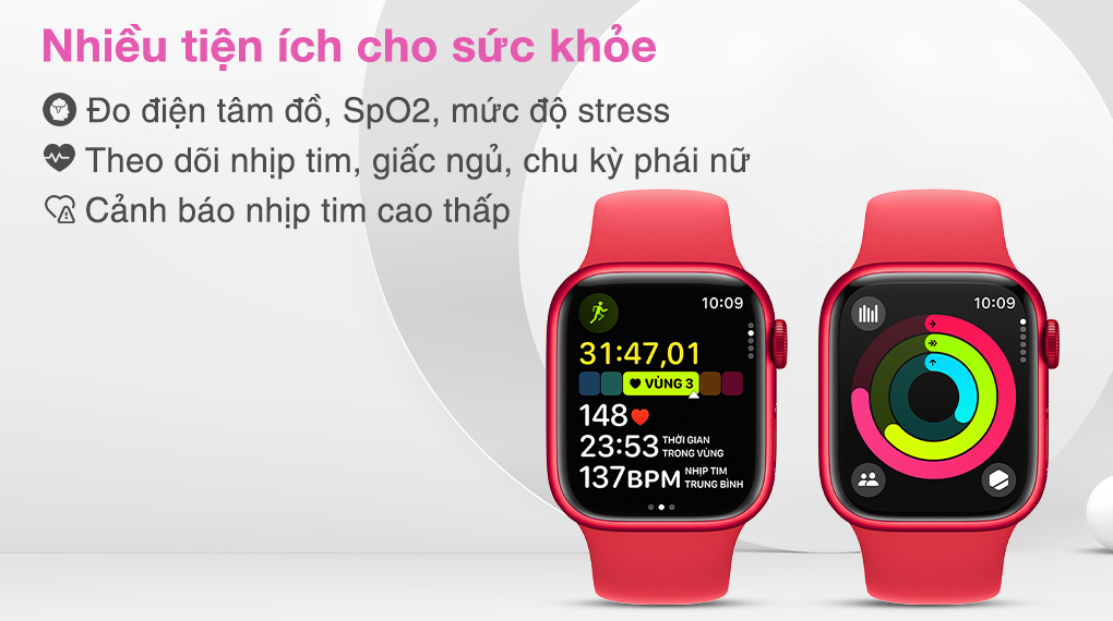Apple Watch S9 LTE 41mm viền nhôm dây silicone - Tiện ích sức khỏe