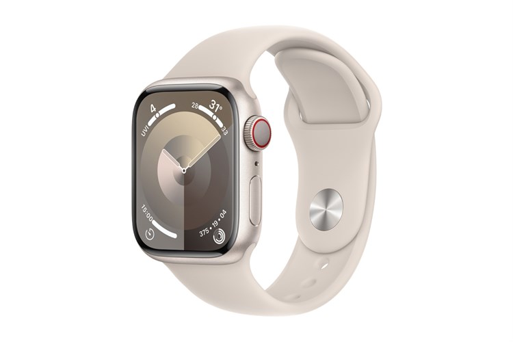 Đồng hồ thông minh Apple Watch Series 9 GPS + Cellular 41mm viền nhôm dây thể thao Màu Trắng Starlight