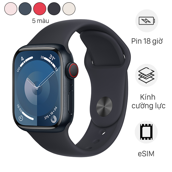 Đồng hồ thông minh Apple Watch Series 9 GPS   Cellular 41mm viền nhôm dây thể thao