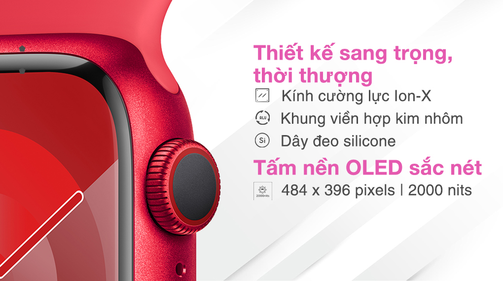 Apple Watch S9 LTE 45mm viền nhôm dây silicone - Thiết kế