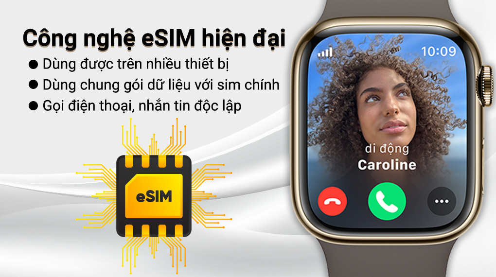 Apple Watch S9 LTE 41mm viền thép không gỉ dây silicone - eSIM Apple Watch S9 LTE 41mm viền thép không gỉ dây silicone - eSIM