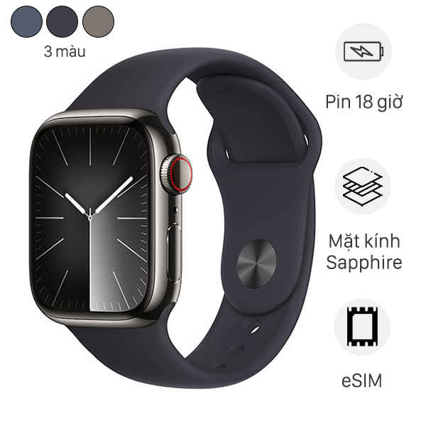 Đồng hồ thông minh Apple Watch Series 9 GPS + Cellular 41mm viền thép dây thể thao