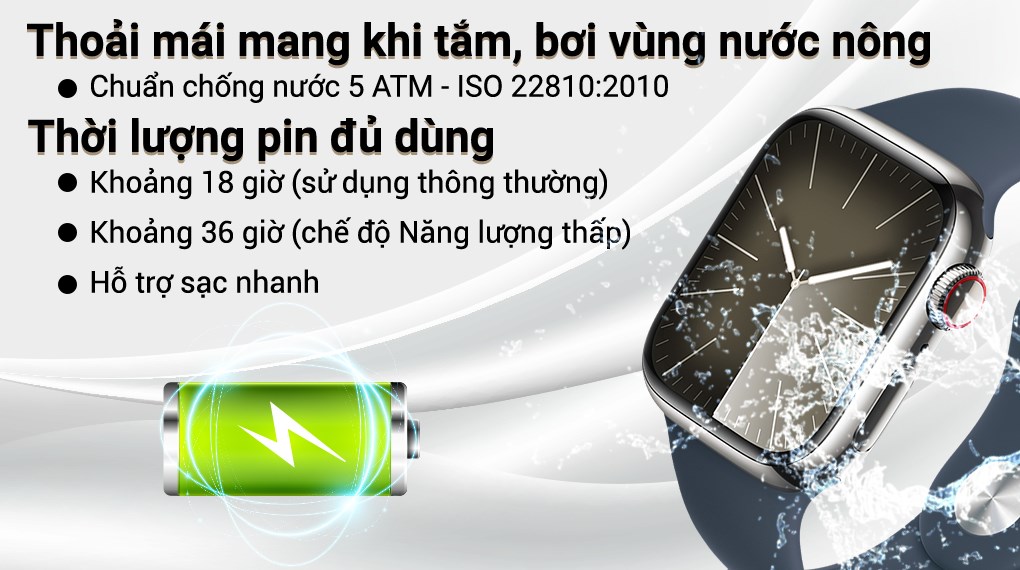Đồng hồ thông minh Apple Watch Series 9 GPS + Cellular 45mm viền thép dây thể thao