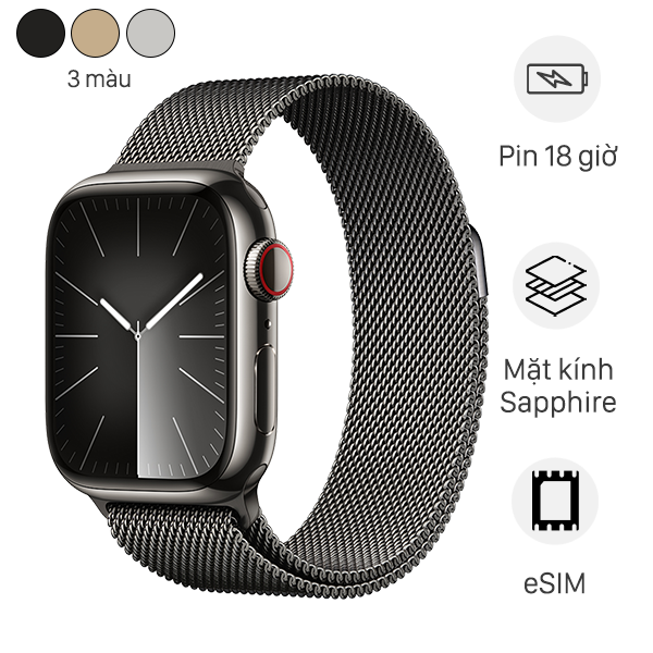Đồng hồ thông minh Apple Watch Series 9 GPS + Cellular 41mm viền thép dây thép