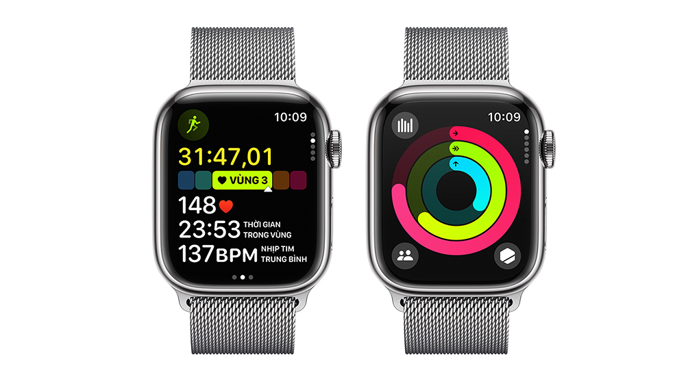 Apple Watch S9 LTE 45mm viền thép không gỉ dây thép - Tập luyện