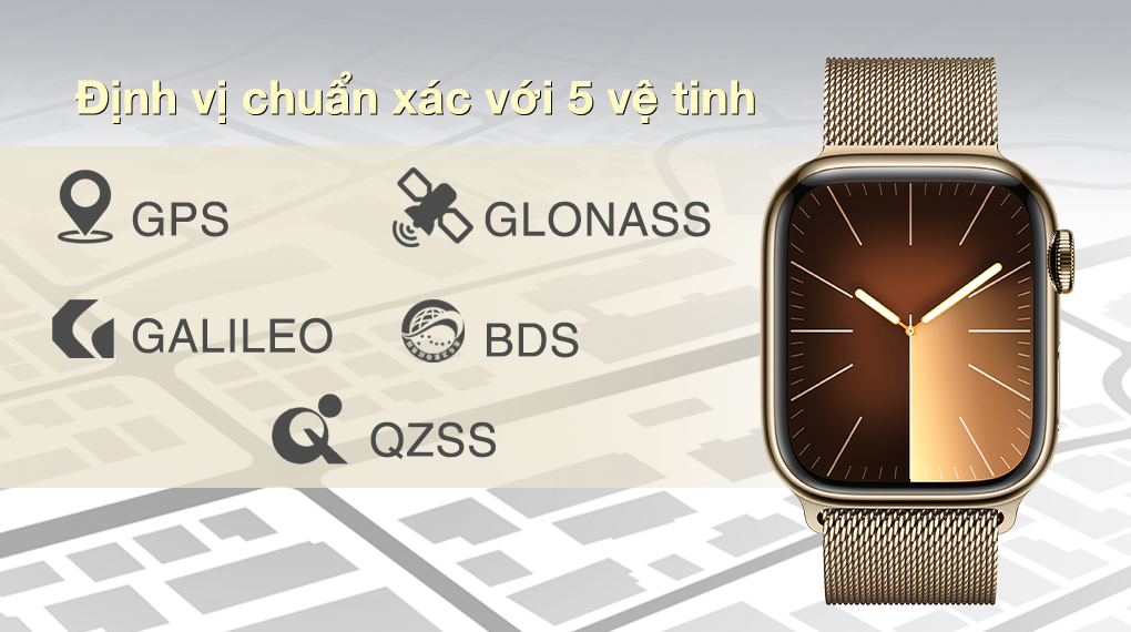 Apple Watch S9 LTE 45mm viền thép không gỉ dây thép - Định vị