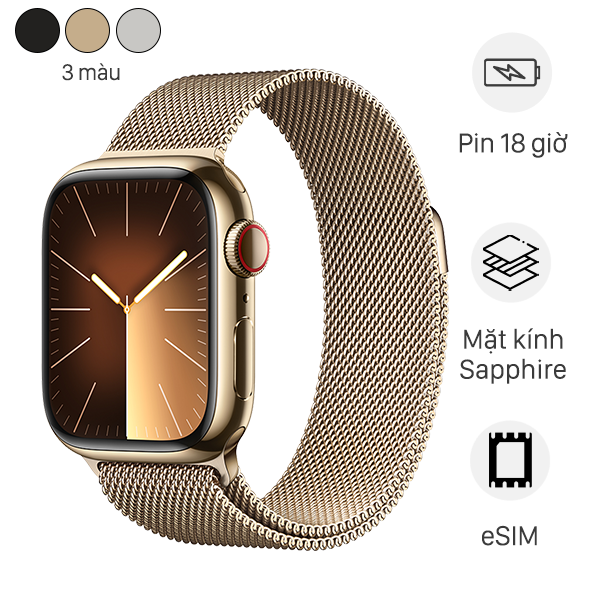 Đồng hồ thông minh Apple Watch Series 9 GPS   Cellular 45mm viền thép dây thép