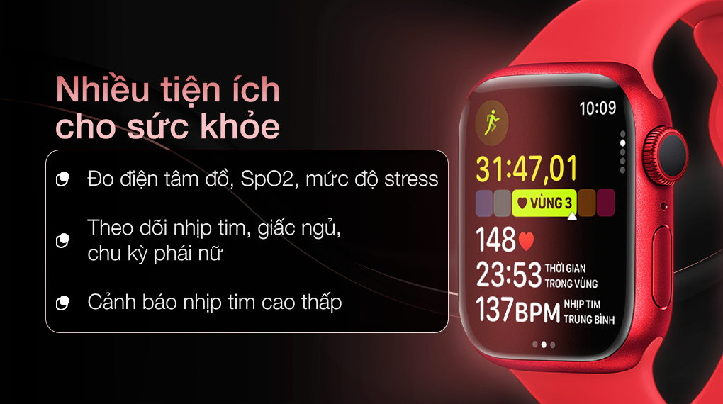 Apple Watch S9 41mm viền nhôm dây silicone - Sức khỏe 
